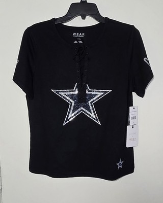 NWT Dallas Cowboys Womens WEAR by Erin Andrews/Gracie Hunt Black T-Shirt Size XL