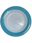 Vtg PYREX BLUE BAND Milk Glass DINNER PLATE 10" Turquoise Aqua Rim USA - Flaw