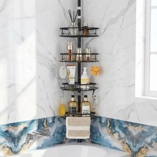 Corner Shower Caddy Tension Pole, Shower Tension Rod Organizer, 4-Tier