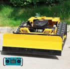 225CC RC Gasoline 24V Tracked Robot Remote Lawn Mower w/ Bigger Snow Plow Slope