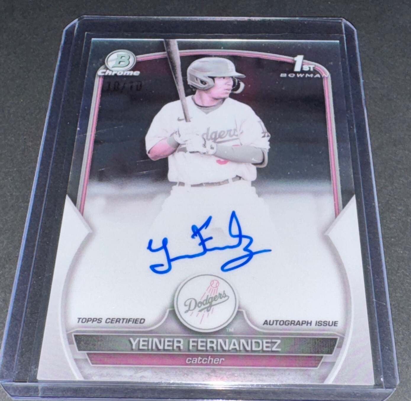 2023 Bowman Chrome Yeiner Fernandez Bowman 1st Pearl AUTO 10/10 Dodgers