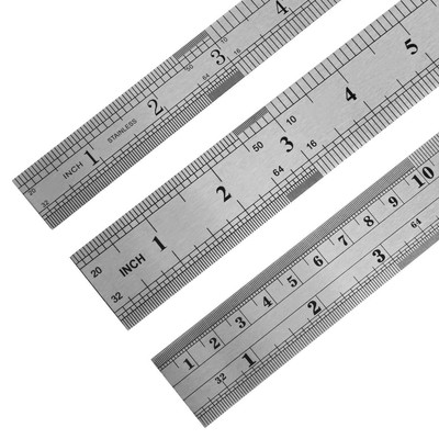 14 In Ruler 14 Inch 3-Piece Stainless Steel Ruler Set - 6/8/12 Inch Metal Rulers ...