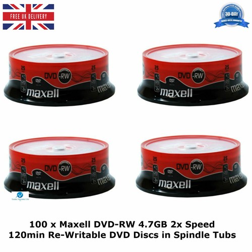 Maxell DVD-RW 4.7GB 2x Speed 120min Re-Writable DVD Discs in Spindle Packs LOT - Picture 5 of 8