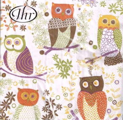20 Servietten - IHR - Jolly Owls light brown - Eulen