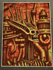 Golden Alien Skeleton Statue with Spiked Crown Poster 18x24in