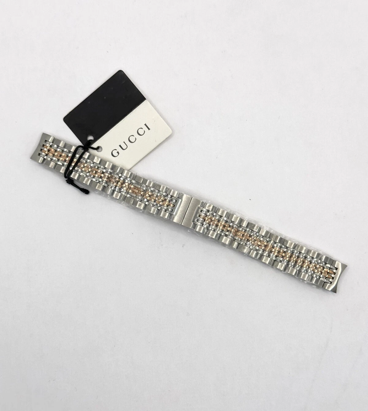Véritable bracelet en acier inoxydable bicolore Gucci 14 mm pour montre intemporelle YA126512 G