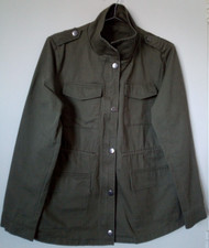 Khaki Metal Snap Button Epilates L/s Jacket Size S Chore Drawstring Waist