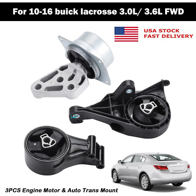 3X Engine Motor & Trans Mount For Buick LaCrosse 2010-2016 3.0L 3.6L Auto Trans