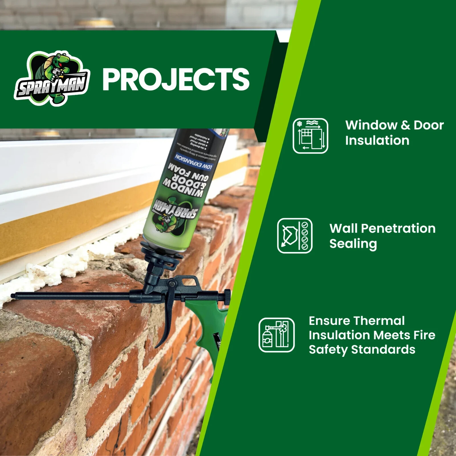 Sprayman Window & Door Low Expansion Spray Foam - Gun Foam, 24 oz  12 Pack Kit