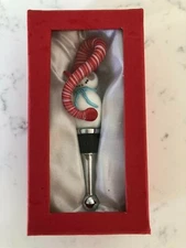 LS Arts Christmas Bottle Stopper Tall Snowman NEW In Red Gift Box