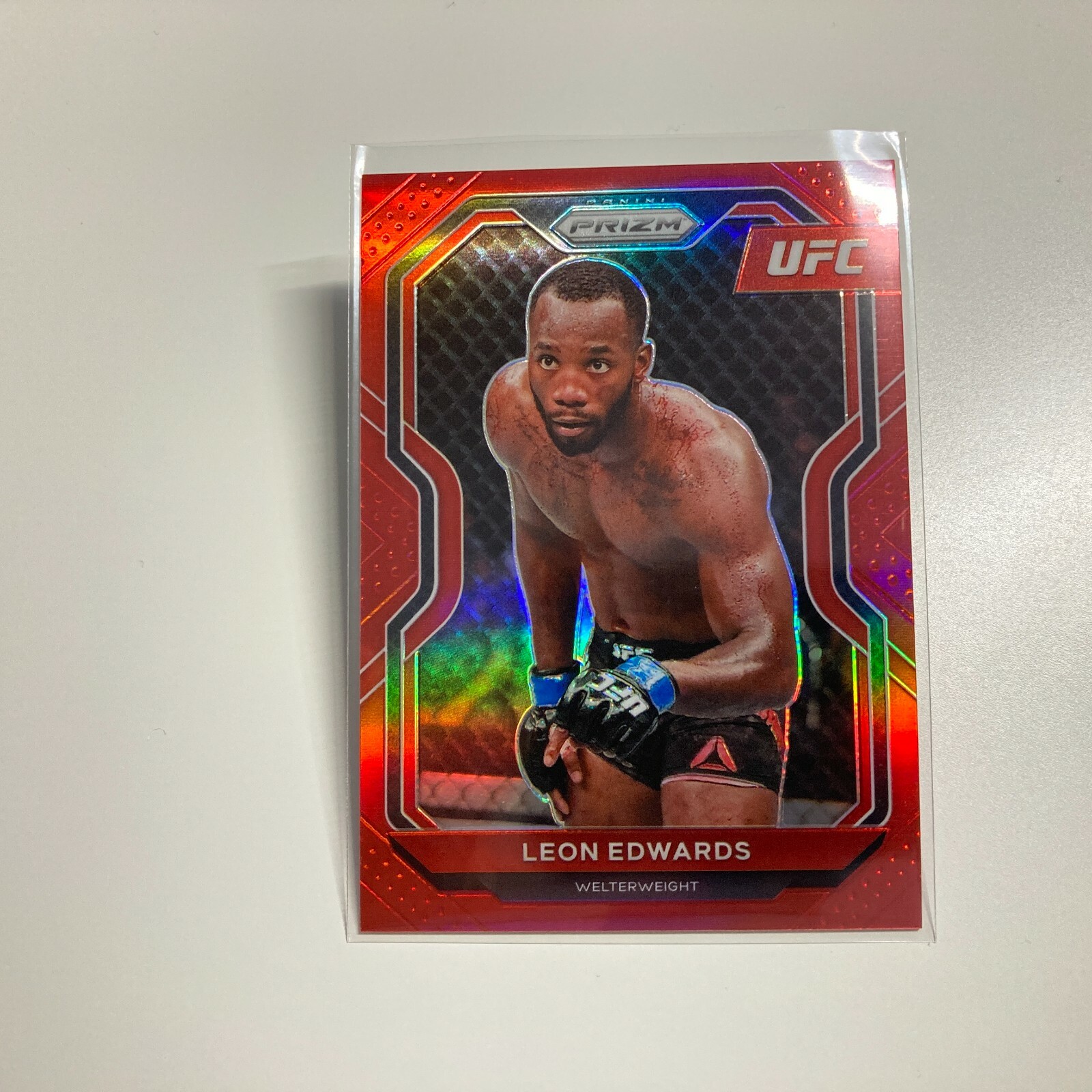 Leon Edwards 2021 Panini Prizm UFC Red Refractor Card 270/275 #17
