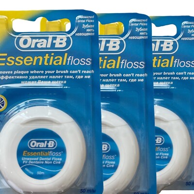 3er Pack Oral-B Essential Zahnseide Original ungewachst, Zahnseide