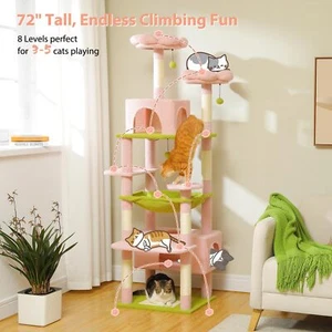 PAWZ Road Arbre de chat à fleurs, 72 Grande tour de chat Inches avec hamac en acier