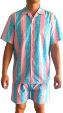 Malibu Doll Movie 80's Ken Beach Shirt Shorts Set Halloween Costume Cosplay