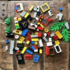 VINTAGE LEGO 1980s Lot Parts Pieces Bricks Wheels Trees Foliage Pirate Windows