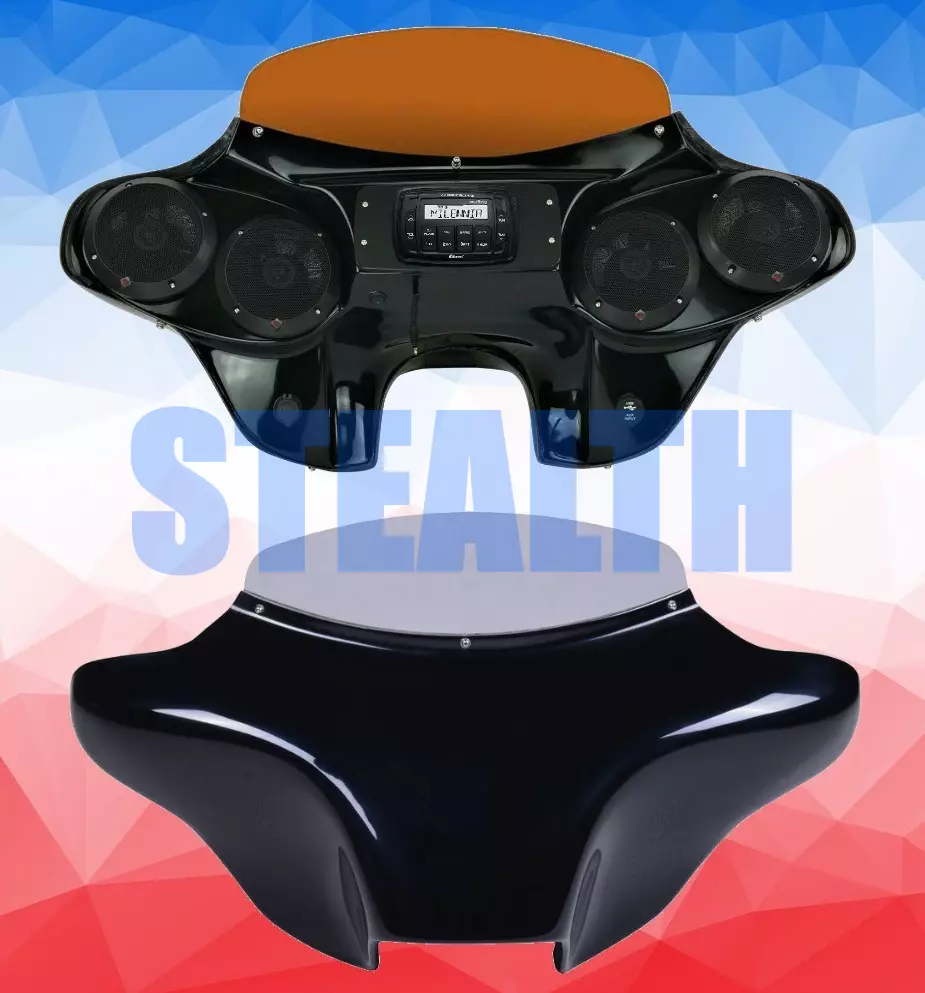 Fits Kawasaki Vulcan 900 Batwing Fairing with Stereo 4x5.25 inch