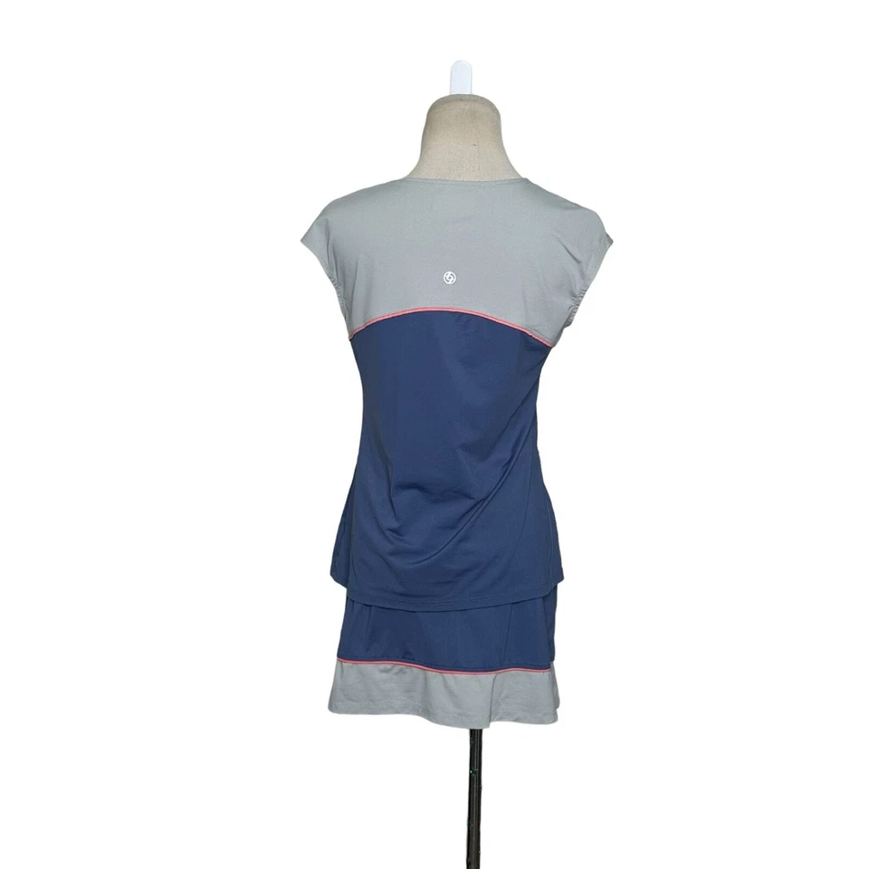 Blusa de tênis Lija azul cinza color block tamanho médio e tamanho grande - Imagem 2 de 4