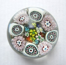 Fratelli Toso Murano Art Glass Millefiori Aventurine Floral Paperweight w/Label