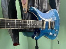 Upgraded Ocean Flame Harley Benton Left Hand Guitar, S Duncan Pickups + Hardcase
