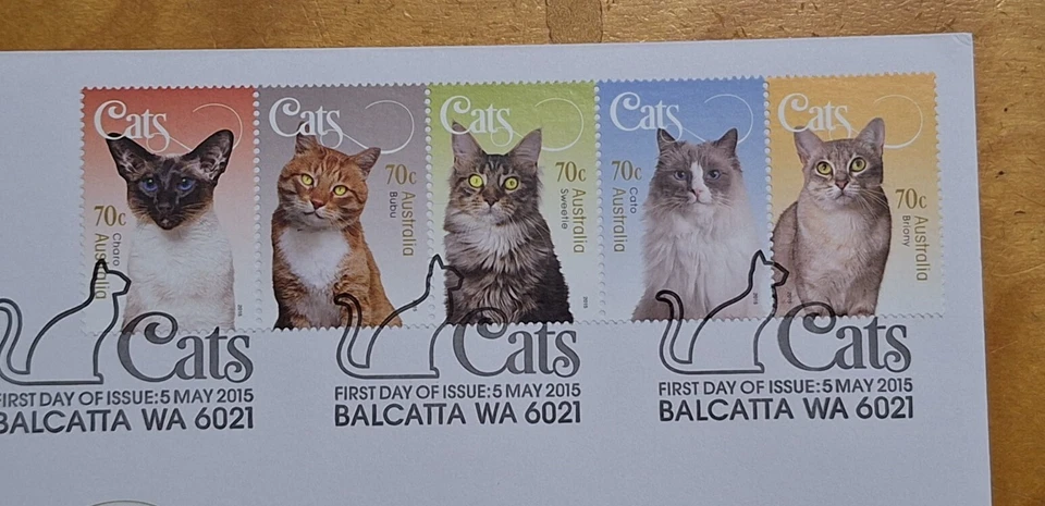 .AUSTRALIA 2015 CATS Pet Animals Stamp Setenant set 5v on FDC Kucing 猫邮票首日封 - Image 4 of 4