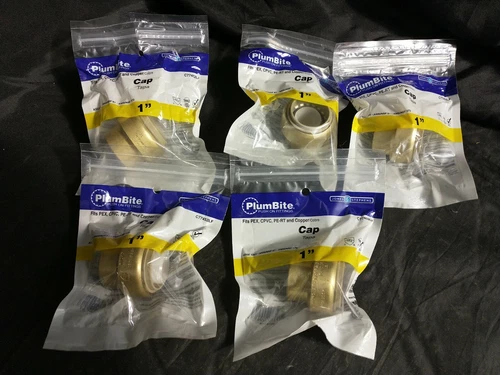 (5) JONES STEPHENS C77452LF 1" PlumBite Push On Cap - Picture 1 of 3