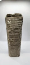West Elm Vase  Rectangular  12" Striped Minimalist Industrial Style Modern EUC