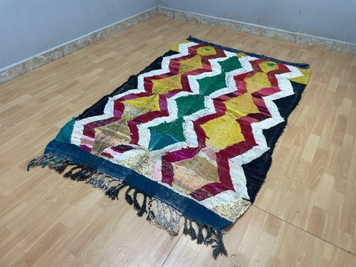 Geometric 5x7 Hand-Woven Recycled Clothing Rug Handmade Kilim Moroccan Carpet - Picture 3 of 14