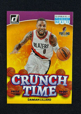 2022-23 Panini Donruss NBA Damian Lillard Crunch Time Purple Press Proof #13
