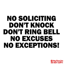 NO SOLICITING - VINYL DECAL STICKER SIGN DOOR WINDOW WALL BUSINESS HOME SECURITY