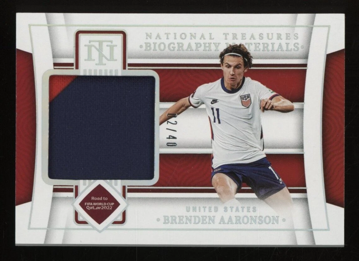 2022 National Treasures World Cup Soccer Silver Brenden Aaronson Patch 2/40