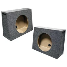 2 X QPOWER SINGLE 12" 12 INCH SEALED ANGLED EMPTY SUBWOOFER BEHIND SEAT BOXES