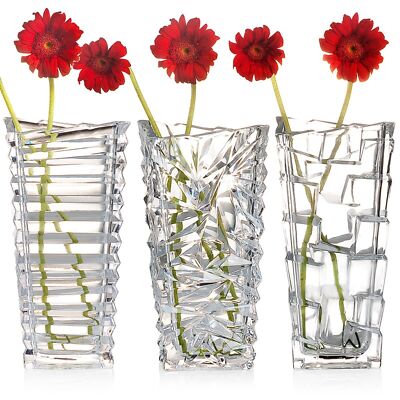 Elegante Kristalloptik Glas Blumenvase Schwerlast Blumenstrauß Halter für Wohndeko
