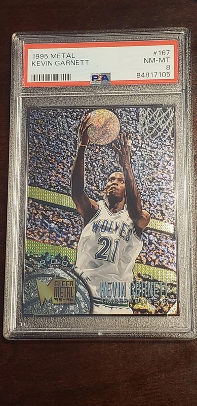1995 Fleer Metal Kevin Garnett RC Card #167 Rookie PSA 8