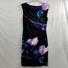 Suzi Chin Maggy Boutique Dress Women Multicolor Sheath Stretch Sleeveless Size 6