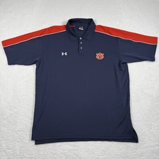 Auburn Tigers Under Armour Polo Mens Large Navy Performance Active Logo Shirt
