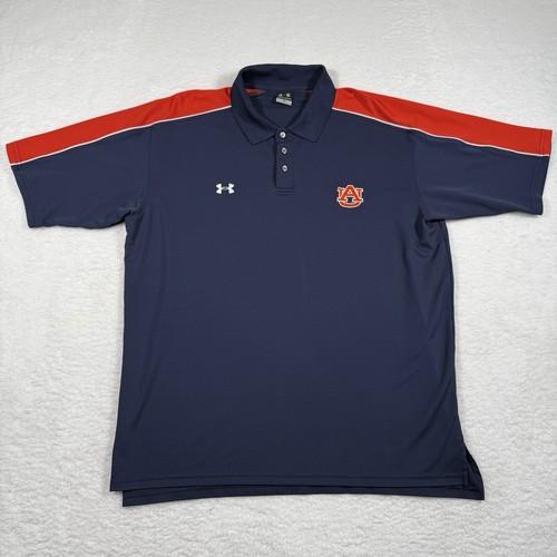Auburn Tigers Under Armour Polo Mens Large Navy Performance Active Logo Shirt