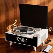 9-in-1 Portable Retro CD Player for Home with Built-in Hi-Fi Dual Stereo White
