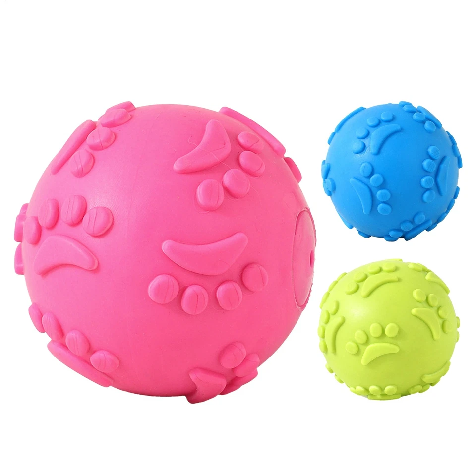1/2/3X Latex Teething Toy Ball For Dogs Puppy Pet Toy Chew Squeaky Fetch Ball - Image 3 of 4
