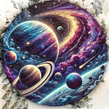 1pc 2D A 8X8Inch(20X 20Cm) Round Aluminum Sign, Magnificent Starry And Planets,