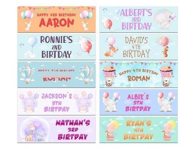 Personalised Birthday Banners Generic Design Children Kids Party Decoration 543