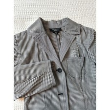 Talbots Blazer Jacket Gingham Black White Size 6 Chic Office Career Teacher
