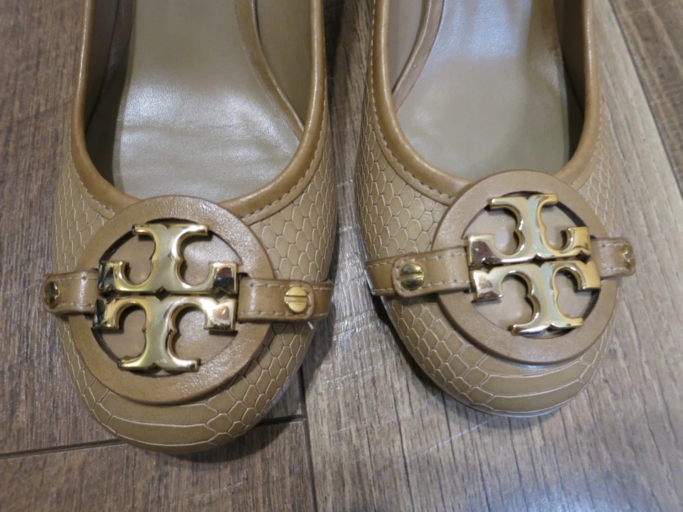 Tory Burch Women's Walnut Aaden Mid Heel Snake Print Leather Pump Sz 11 M - Image 4 of 4