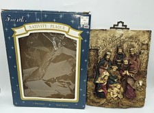 VTG Frank's Nativity Plaque 3D Wall Hanging Hand Painted Christmas Decor 1980's