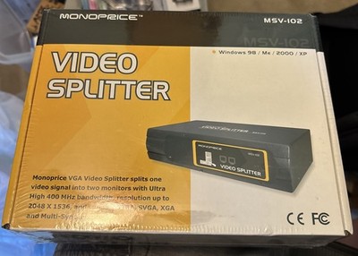 Monoprice MSV-102 VGA + Video Splitter 2048x1536 Resolution Factory Sealed