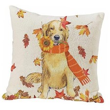 Fall Throw Pillow Cover 18x18 Inch Autumn Dog 18" x 18" Pack of 1 Gold Dog