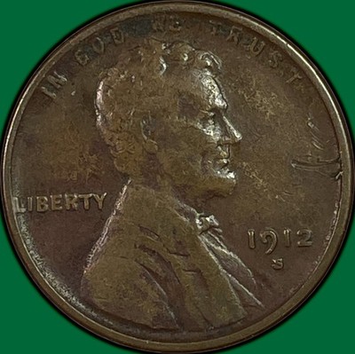 1912-S Lincoln Wheat Cent Extremely Fine XF Coin, Minor Scratch #39961