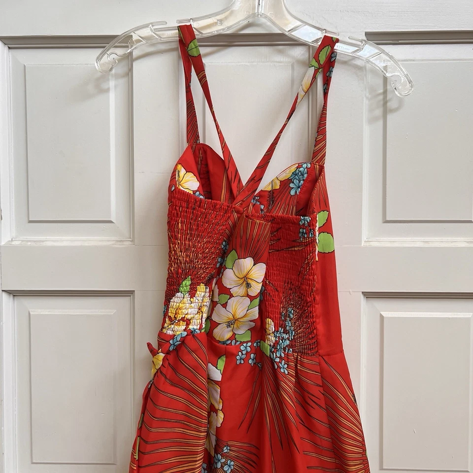 Paradise Hawaii Sarong Dress Vintage 1950s 1960’s Dress Pin-Up Retro Red Sz 8 - Image 3 of 4