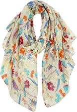 Scarfs for Women Lightweight Floral Birds Print Cotton Scarves and Wraps for Win