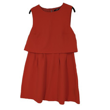 Oasis Orange Sheath Dress Size US4 UK16 EU42 Layered Overhang Sleeveless