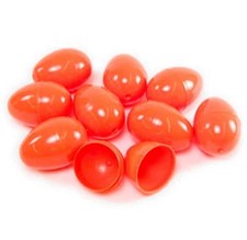 24 EMPTY ORANGE PLASTIC EASTER VENDING EGGS 2.25 INCH, Fast Ship 